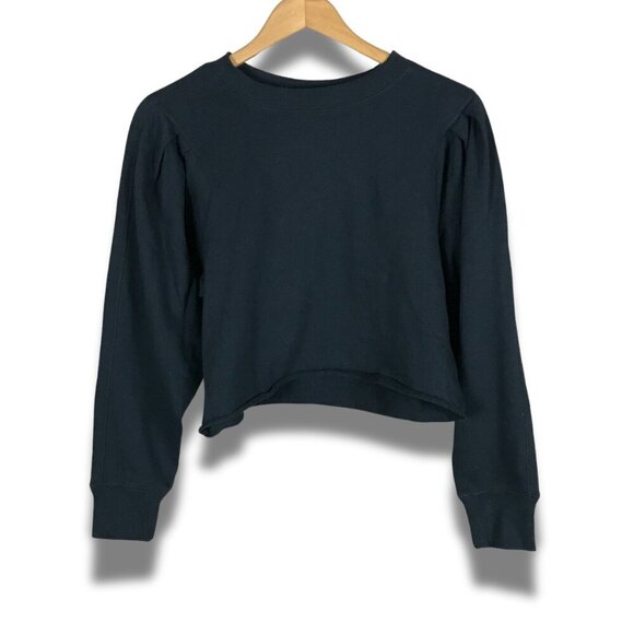 CIRCUS NY Blouson Sleeve Terry Black Sweatshirt NWT MEDIUM - Picture 1 of 10